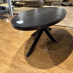 Eettafel, zwart hardhout, zwart metalen spinpoot